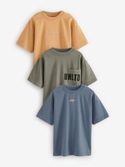 Blau/Grün/Gelb - T-Shirts, Relaxed-Fit, Kurzarm, 100 % Baumwolle im 3er-Pack (3-16 Jahre) - Bild 1 von 1