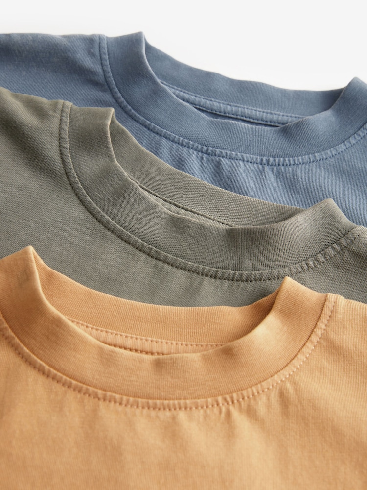 Blue/Green/Yellow Relaxed Fit Washed Short Sleeve 100% Cotton T-Shirts 3 Pack (3-16yrs) - Image 6 of 6 Blue/Green/Yellow Relaxed Fit Washed Short Sleeve 100% Cotton T-Shirts 3 Pack (3-16yrs) - Image 6 of 6