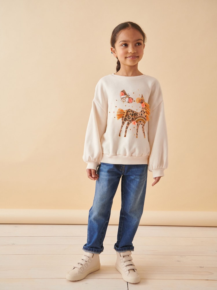 Ecru Applique Unicorn Sweatshirt (3-16yrs) - Image 2 of 7