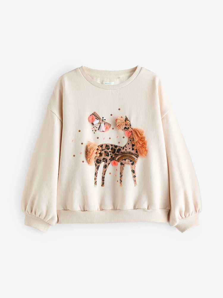 Ecru Applique Unicorn Sweatshirt (3-16yrs) - Image 5 of 7