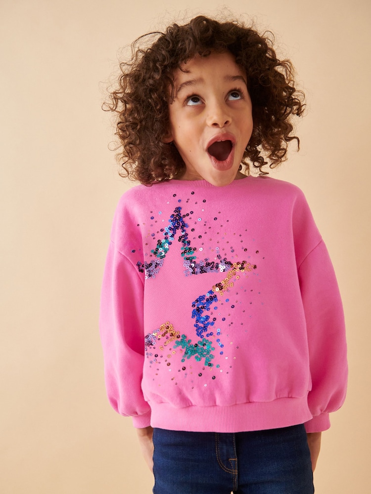 Pink Sequin Star Sweatshirt (3-16yrs) - Image 1 of 7