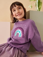 Berry Red Rainbow Sequin Sweatshirt (3-16yrs) - Image 1 of 8