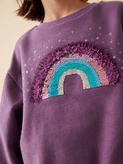 Berry Red Rainbow Sequin Sweatshirt (3-16yrs) - Image 4 of 8
