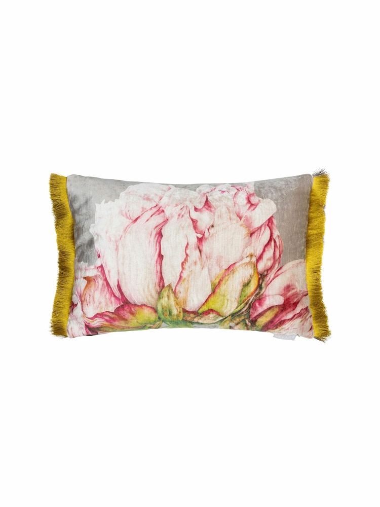 Voyage Fuchsia Alston Floral Fringed Cushion - Image 2 of 4