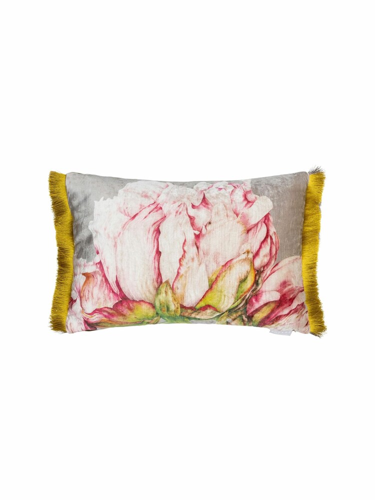 Voyage Fuchsia Alston Floral Fringed Cushion - Image 2 of 4 Voyage Fuchsia Alston Floral Fringed Cushion - Image 2 of 4