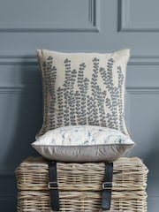 Voyage Steel Herb Floral Piped Cushion - Image 1 of 3