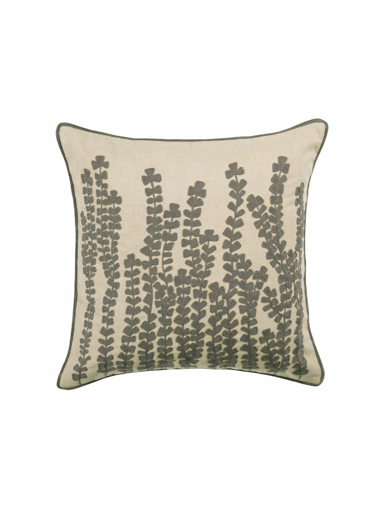 Voyage Steel Herb Floral Piped Cushion - Image 2 of 3