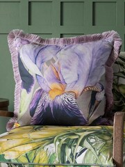 Voyage Damson Elva Floral Piped Cushion - Image 1 of 4