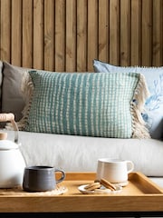 Voyage Seafoam Elkford Geometric Fringed Cushion - Image 1 of 4