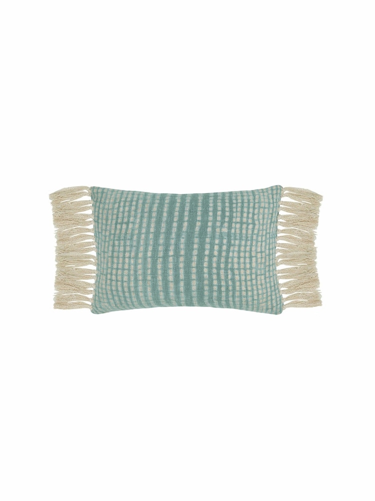 Voyage Seafoam Elkford Geometric Fringed Cushion - Image 2 of 4