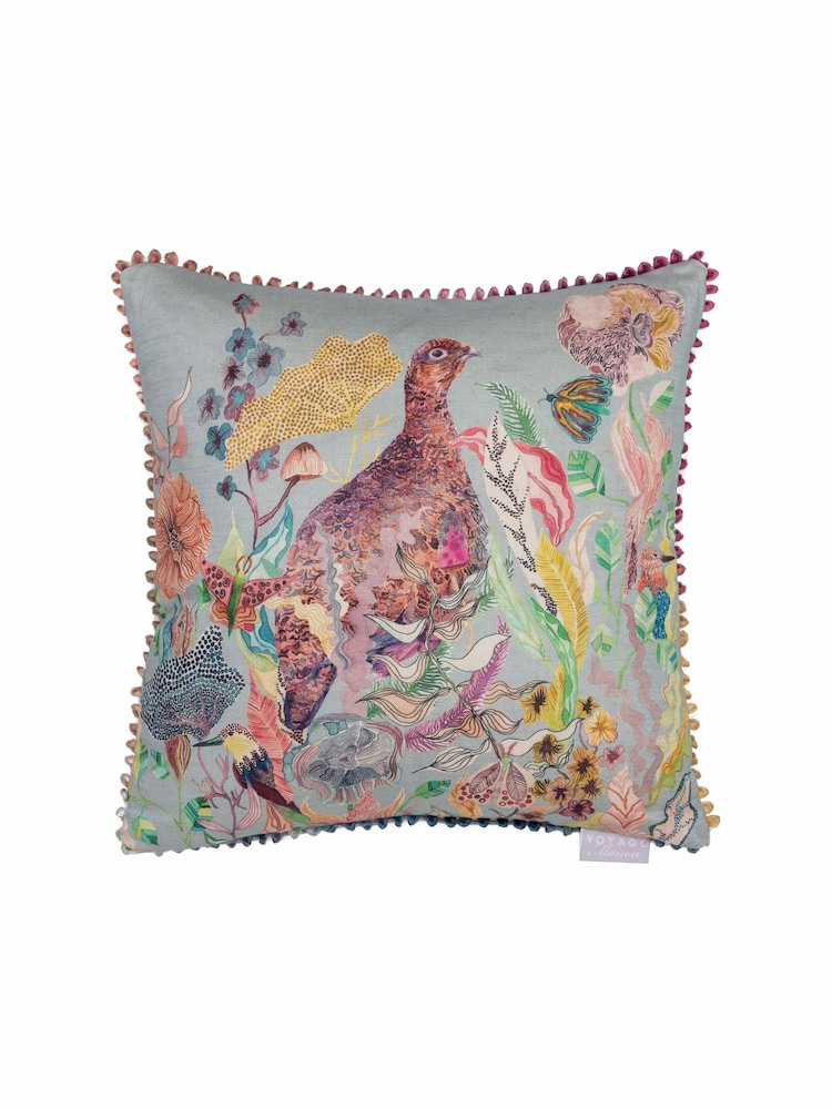 Voyage Blue Lady Grouse Animal Loop Edge Cushion - Image 2 of 4