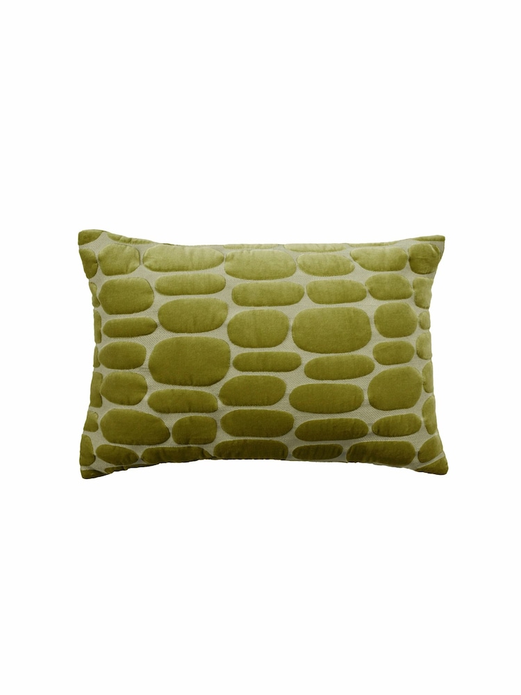 Voyage Olive Green 40 x 60cm Boulder Velvet Cushion - Image 2 of 4 Voyage Olive Green 40 x 60cm Boulder Velvet Cushion - Image 2 of 4