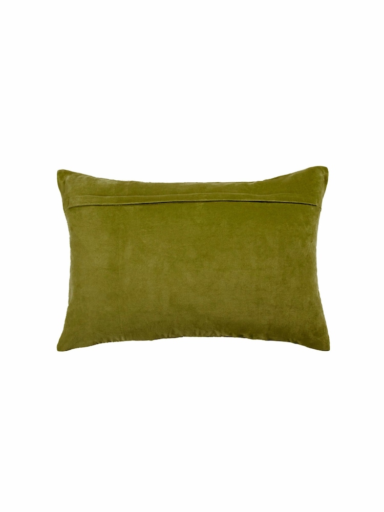 Voyage Olive Green Boulder Velvet Cushion - Image 3 of 3 Voyage Olive Green Boulder Velvet Cushion - Image 3 of 3