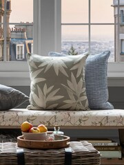 Voyage Frost Silverwood Floral Piped Cushion - Image 1 of 4