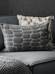 Voyage Steel Grey 40 x 60cm Boulder Velvet Cushion - Image 1 of 4