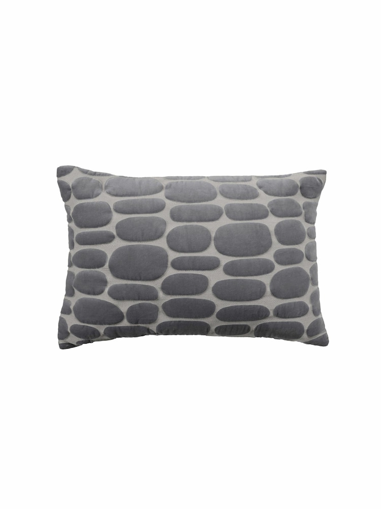 Voyage Steel Grey 40 x 60cm Boulder Velvet Cushion - Image 2 of 4