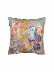 Voyage Teal Ennerdale Forest Animal Loop Edge Cushion - Image 1 of 3