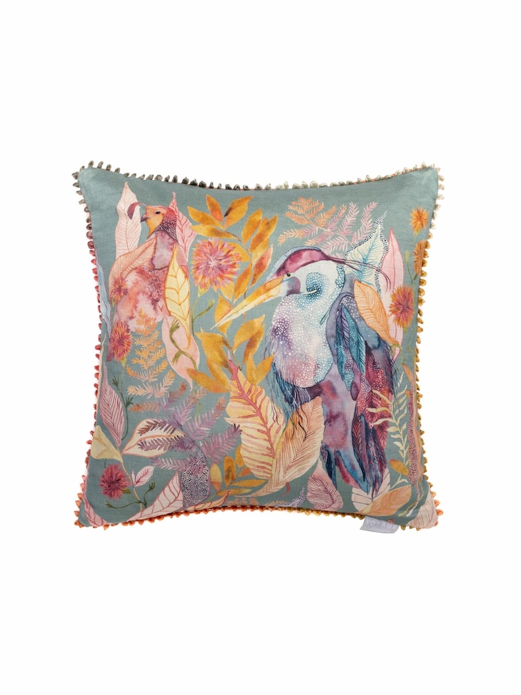 Voyage Teal Ennerdale Forest Animal Loop Edge Cushion - Image 1 of 3