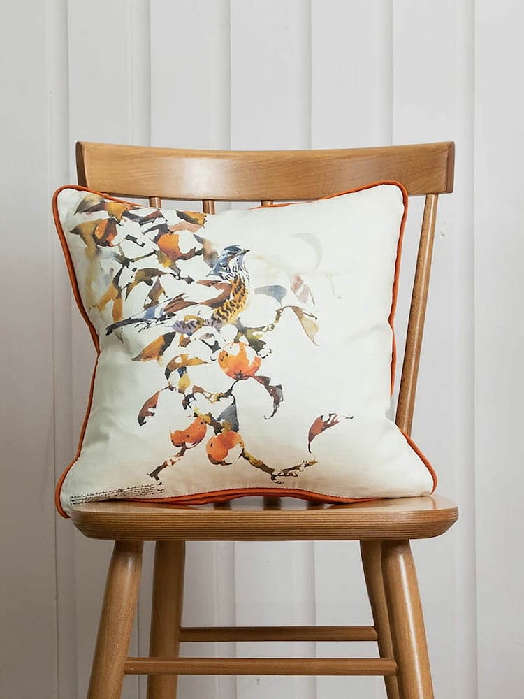 Voyage Rust Fieldfare Animal Piped Cushion - Image 1 of 4