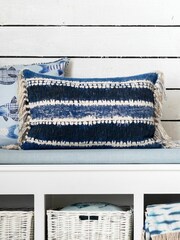 Voyage Cobalt Cairns Abstract Fringed Cushion - Image 1 of 4
