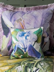Voyage Cornflower Darwen Floral Piped Cushion - Image 1 of 4