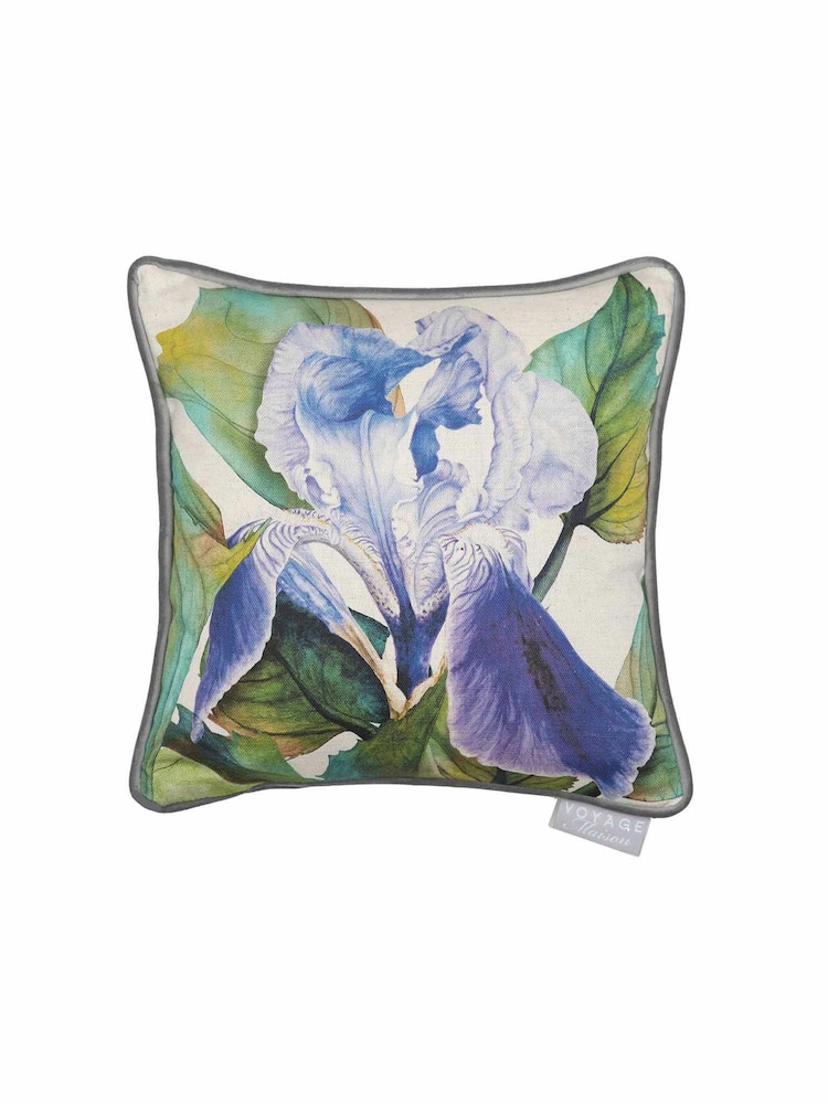 Voyage Cornflower Darwen Floral Piped Cushion - Image 2 of 4