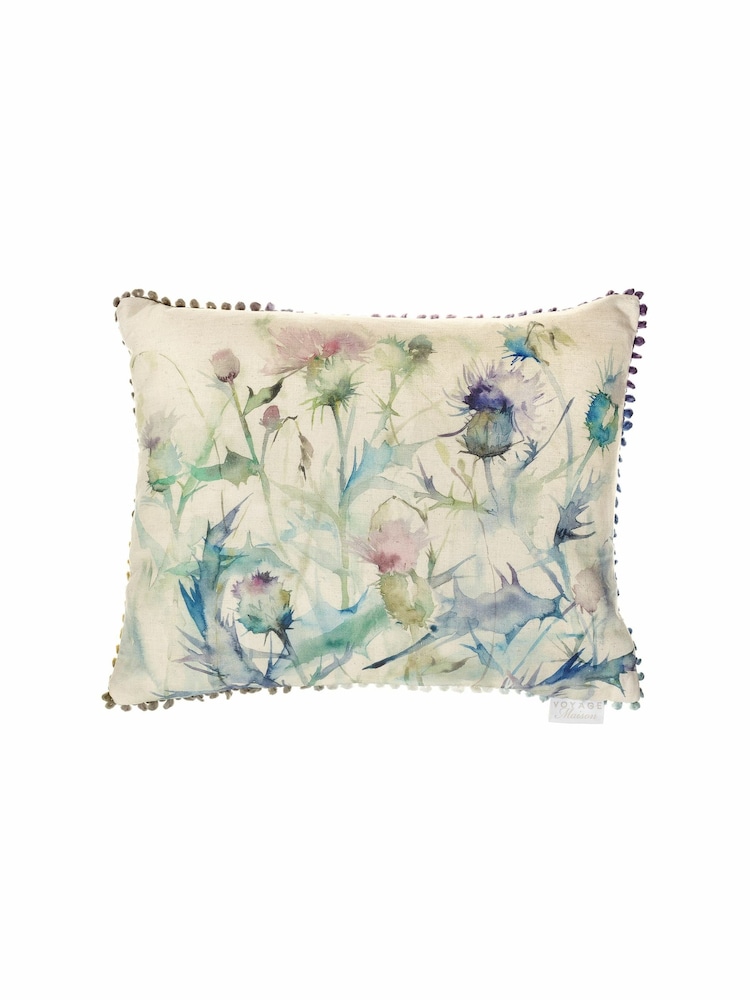 Voyage Bristle Damson Floral Loop Edge Cushion - Image 1 of 3