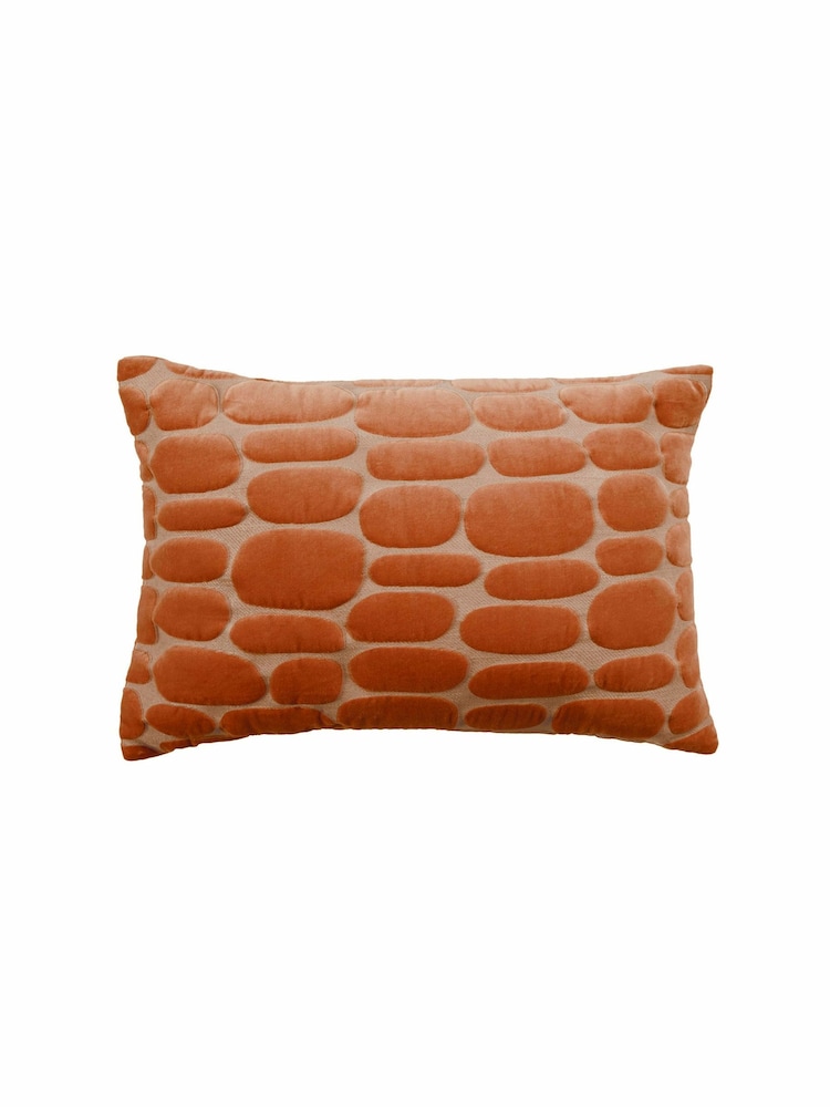 Voyage Sunset Orange 40 x 60cm Boulder Velvet Cushion - Image 2 of 4