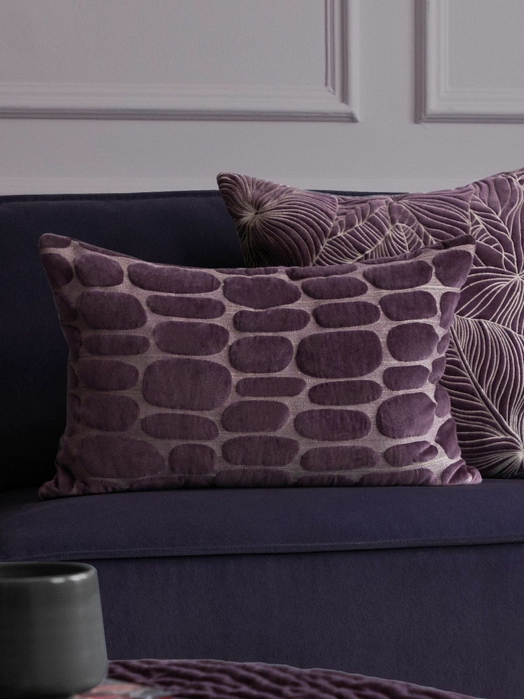 Voyage Plum 40 x 60cm Boulder Velvet Cushion - Image 1 of 4