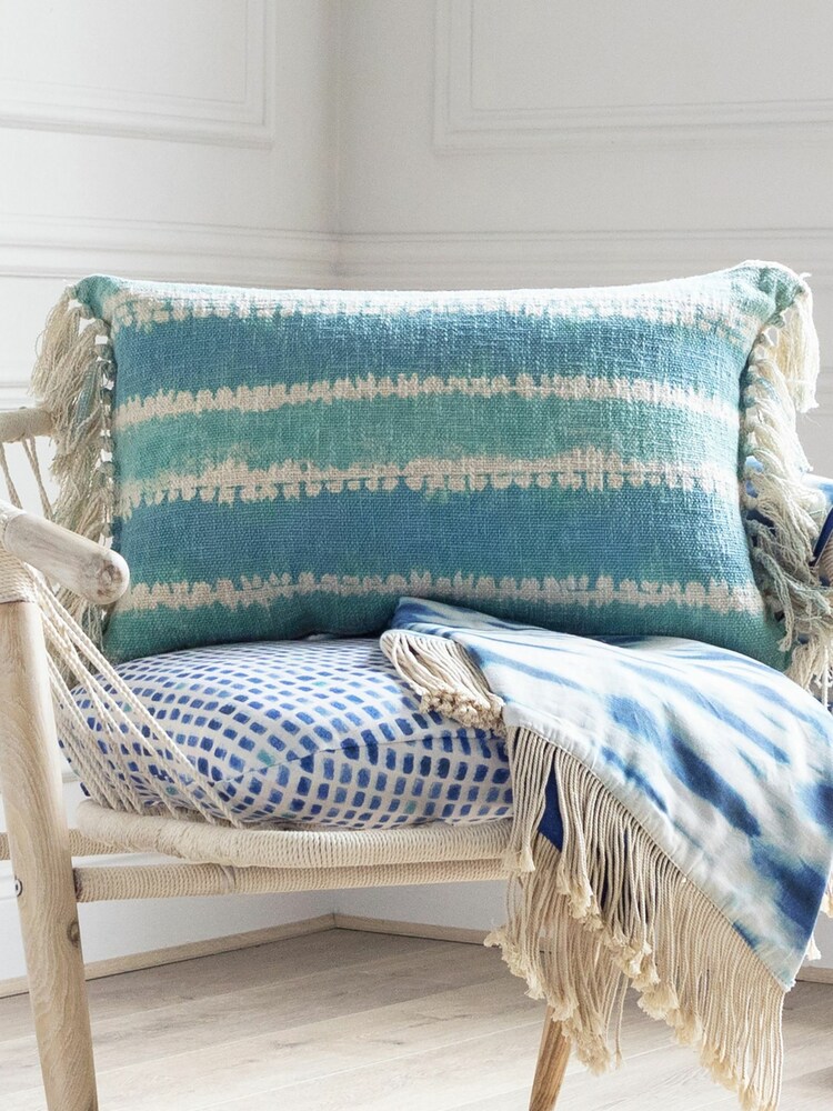 Voyage Seafoam Cairns Abstract Fringed Cushion - Image 1 of 4