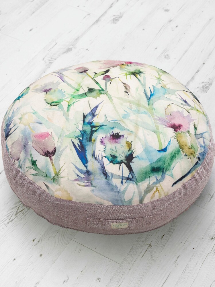 Voyage Damson Cirsium Floral Floor Cushion - Image 1 of 2