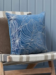 Voyage Bluebell 50 x 50cm Taro Embroidered Velvet Cushion - Image 1 of 4