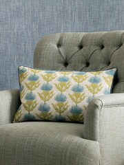 Voyage Aqua Moray Floral Piped Cushion - Image 1 of 4