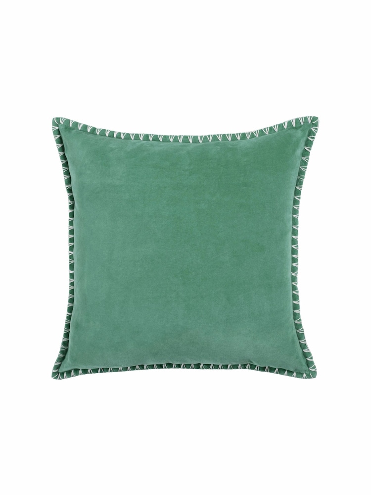 Voyage Seafoam Stitch Plain Blanket Stitched Cushion - Image 2 of 4