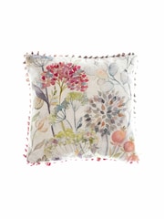 Voyage Natural Hedgerow Floral Loop Edge Cushion - Image 1 of 2