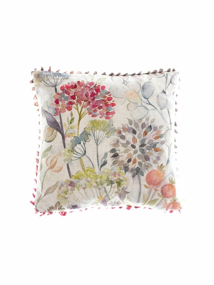 Voyage Natural Hedgerow Floral Loop Edge Cushion - Image 1 of 2
