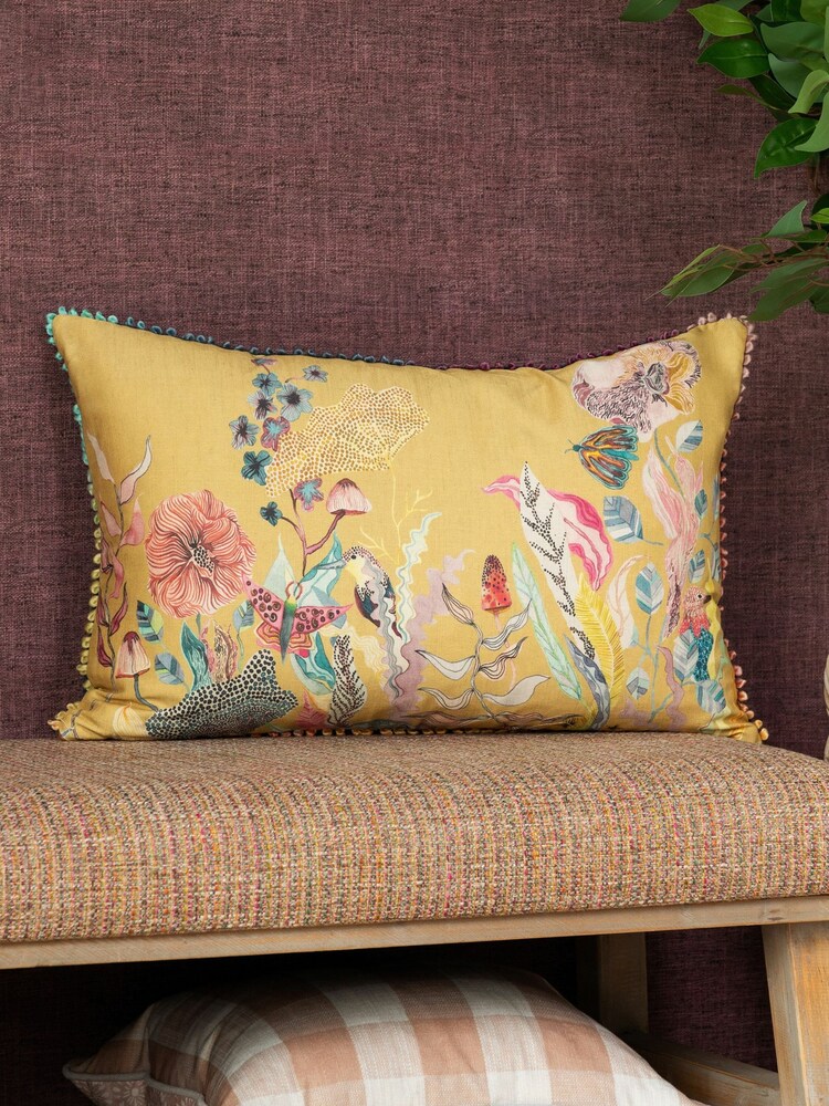 Voyage Marigold The Hawthorntree Floral Pom-Pom Cushion - Image 1 of 4
