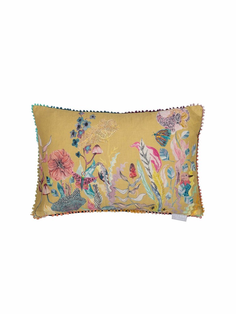 Voyage Marigold The Hawthorntree Floral Pom-Pom Cushion - Image 2 of 4