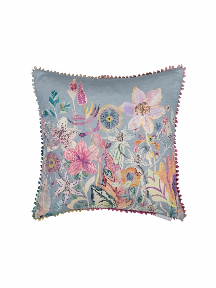 Voyage Wisteria Primrose Floral Loop Edge Cushion - Image 2 of 4
