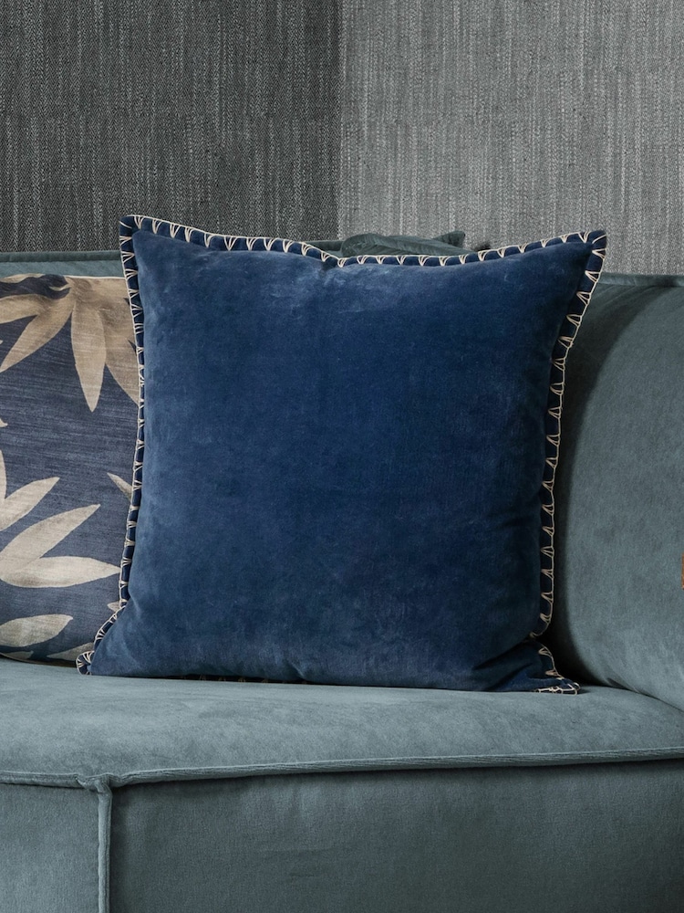 Voyage Bluebell Stitch Plain Blanket Stitched Cushion - Image 1 of 4