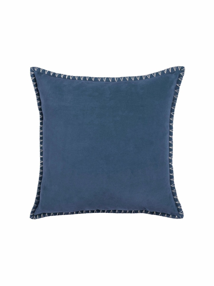 Voyage Bluebell Stitch Plain Blanket Stitched Cushion - Image 2 of 4