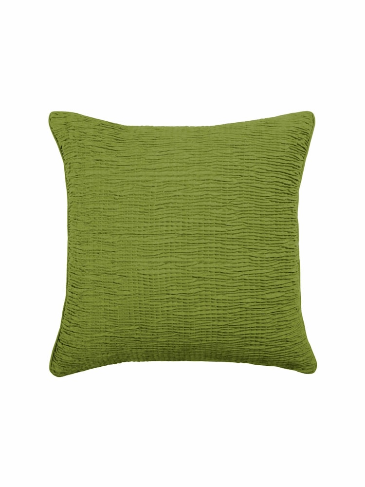 Voyage Olive 50 x 50cm Rainfall Textured Pleated Cushion - Image 2 of 4 Voyage Olive 50 x 50cm Rainfall Textured Pleated Cushion - Image 2 of 4