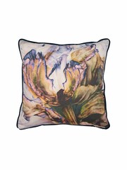 Voyage Cornflower Heligan Linen Floral Piped Cushion - Image 2 of 2