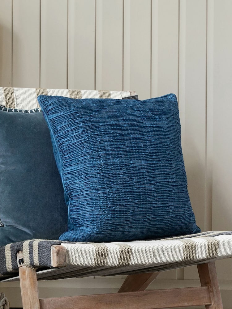 Voyage Bluebell 50 x 50cm Rainfall Textured Pleated Cushion - Image 1 of 4