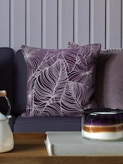 Voyage Plum 50 x 50cm Taro Embroidered Velvet Cushion - Image 1 of 4