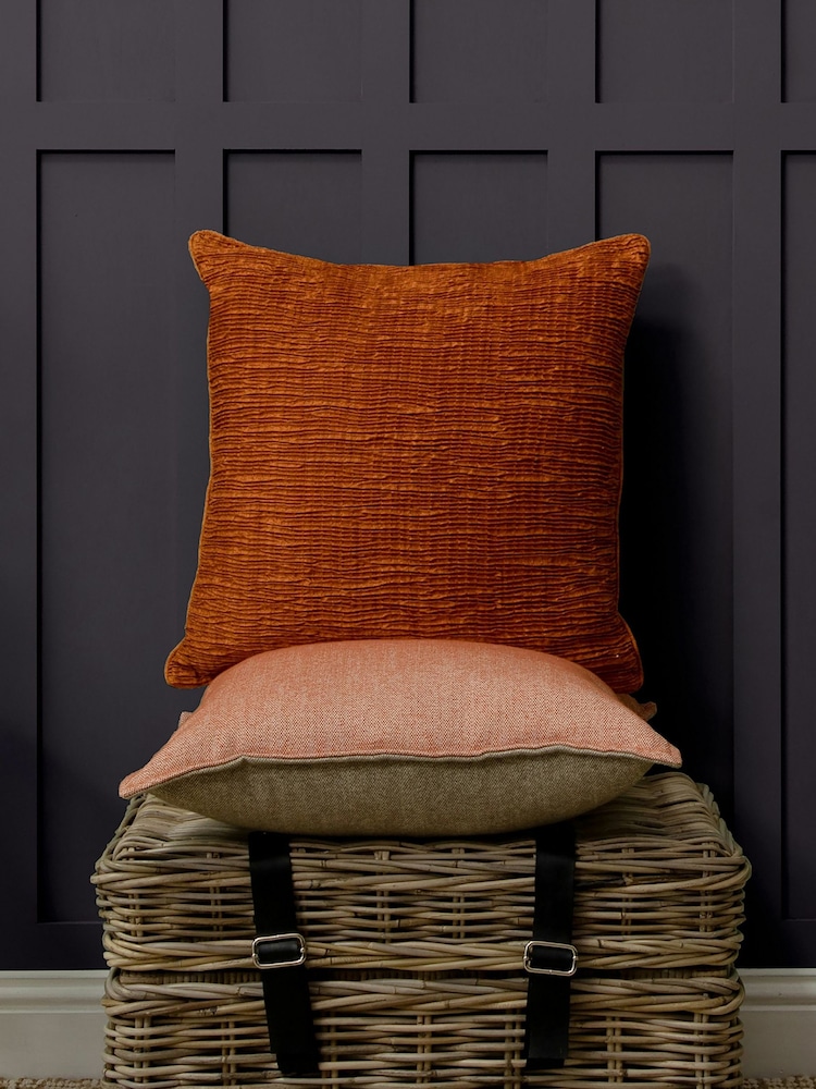 Voyage Cinnamon 50 x 50cm Rainfall Textured Pleated Cushion - Image 1 of 4