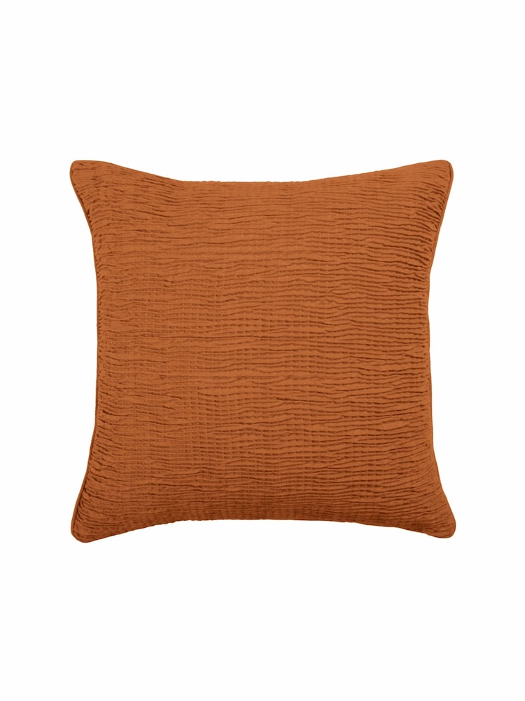 Voyage Cinnamon 50 x 50cm Rainfall Textured Pleated Cushion - Image 2 of 4