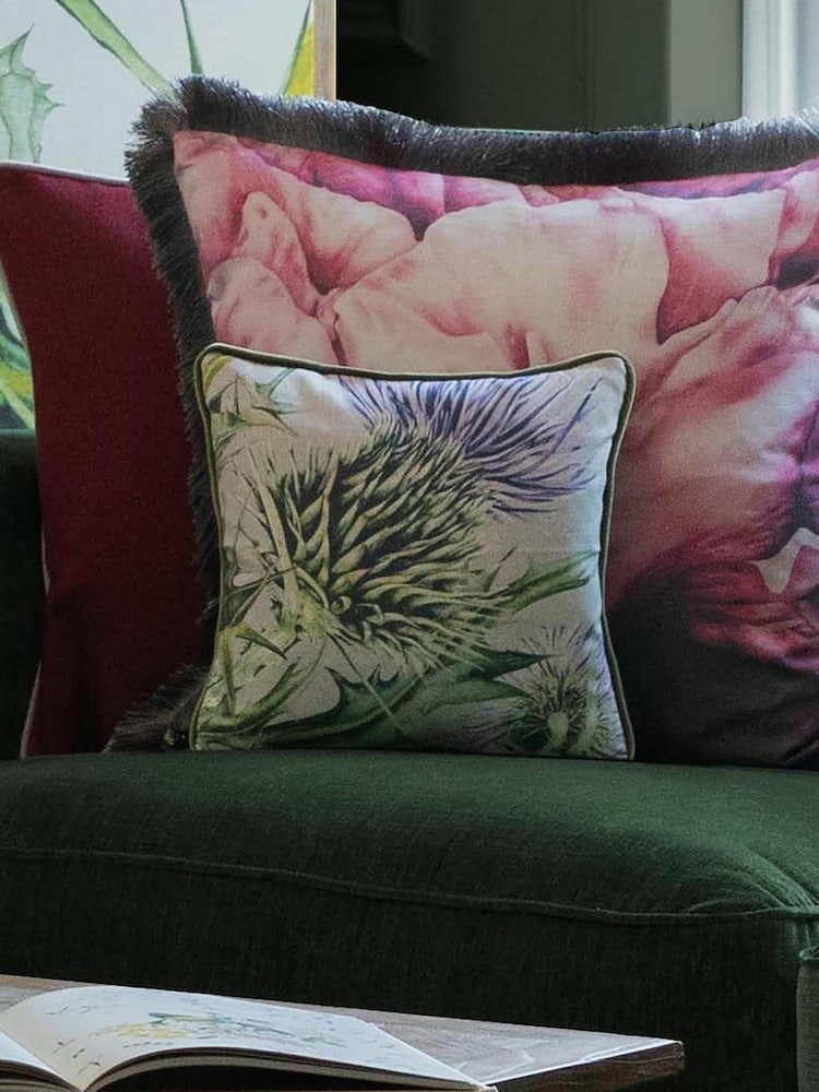 Voyage Damson Penton Floral Piped Cushion - Image 1 of 3