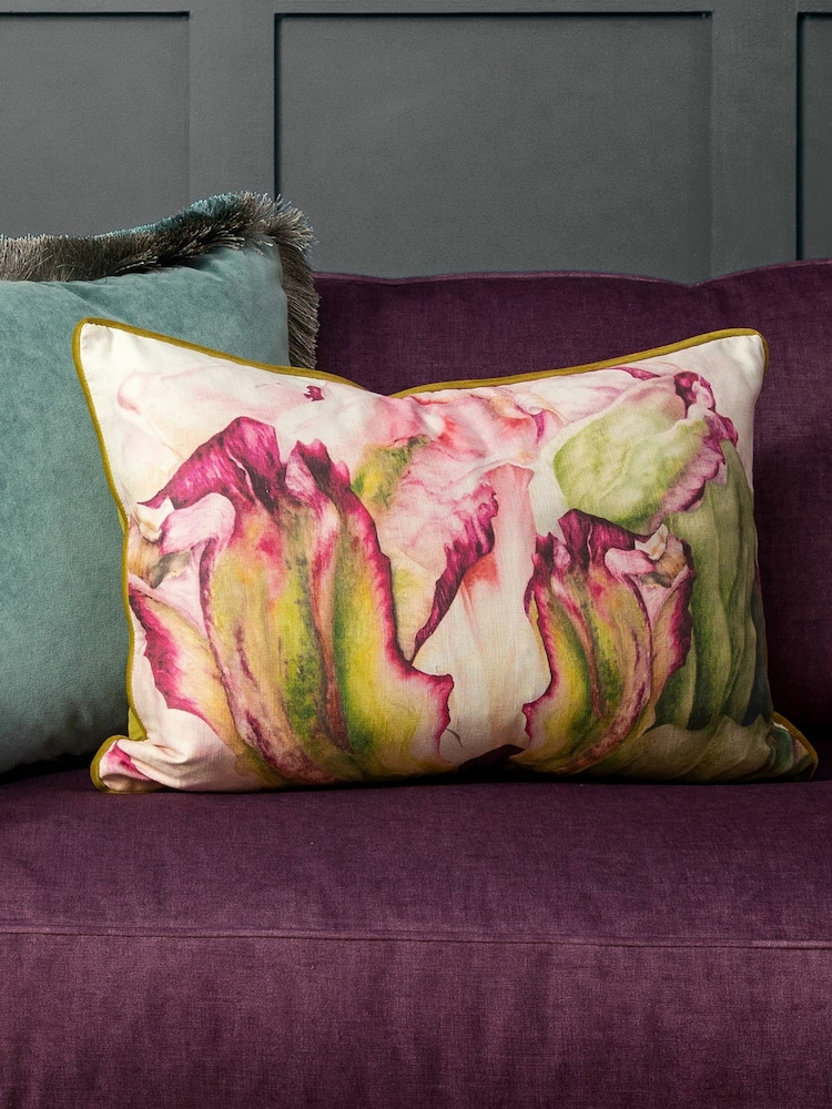 Voyage Fuchsia Bodmin Floral Piped Cushion - Image 1 of 4