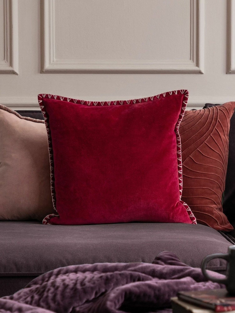 Voyage Pomegranate Stitch Plain Blanket Stitched Cushion - Image 1 of 4